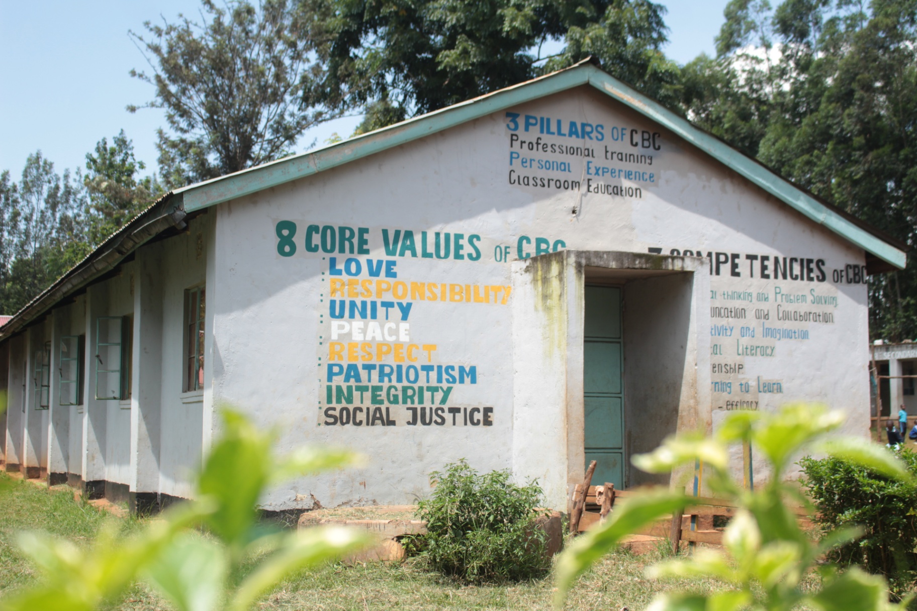Classroom block painted with CBC core values and competencies